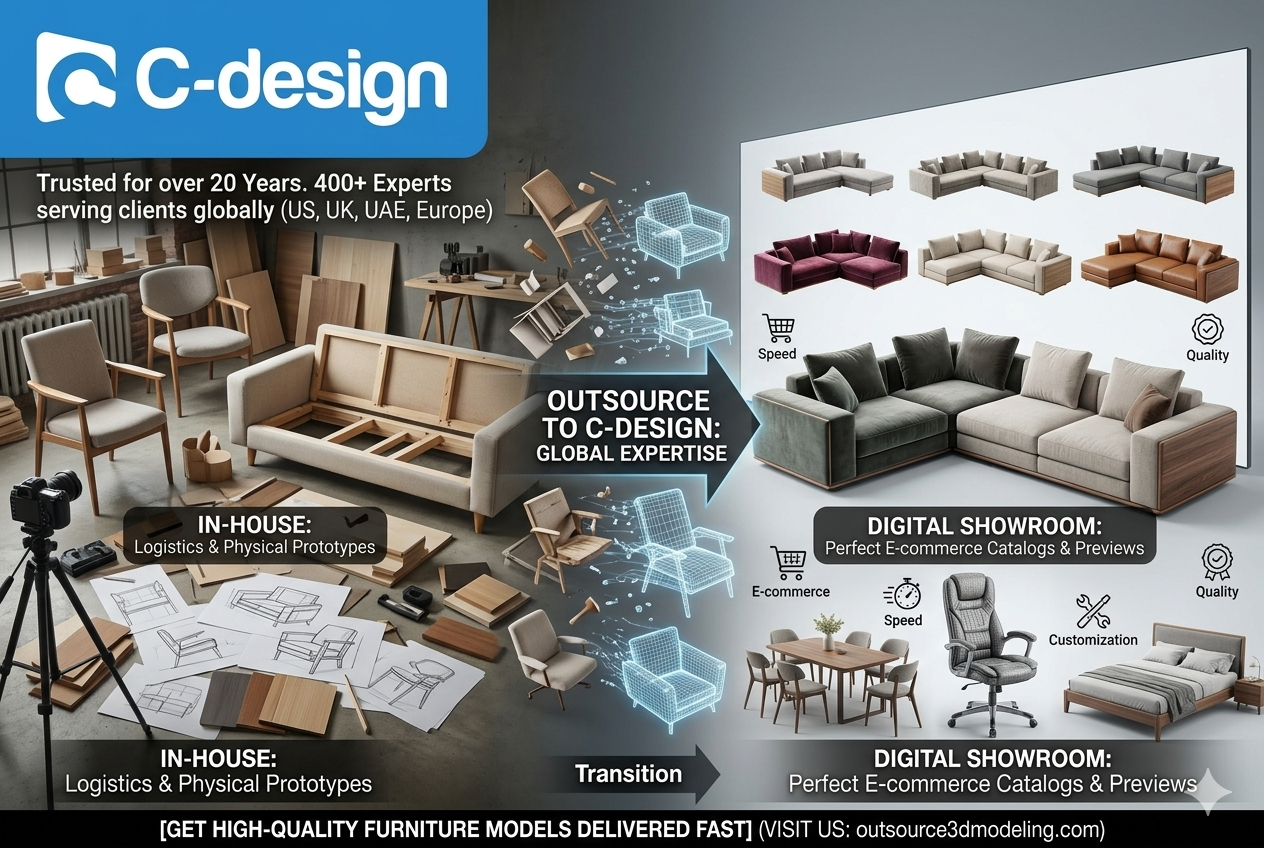 Why Global Furniture Brands Outsource 3D Modeling to C-Design