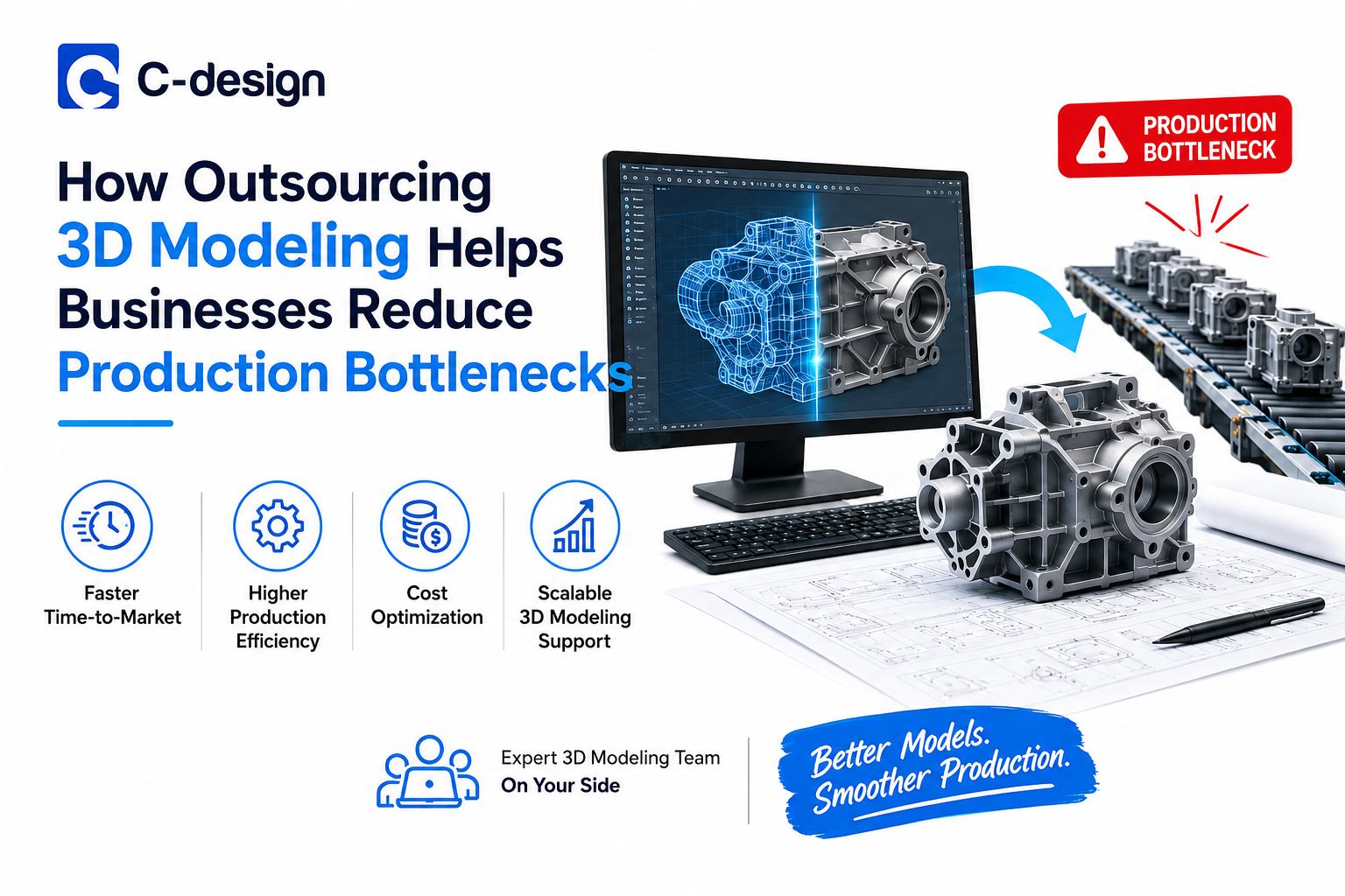 How Outsourcing 3D Modeling Helps Businesses Reduce Production Bottlenecks | Outsource 3D Modeling